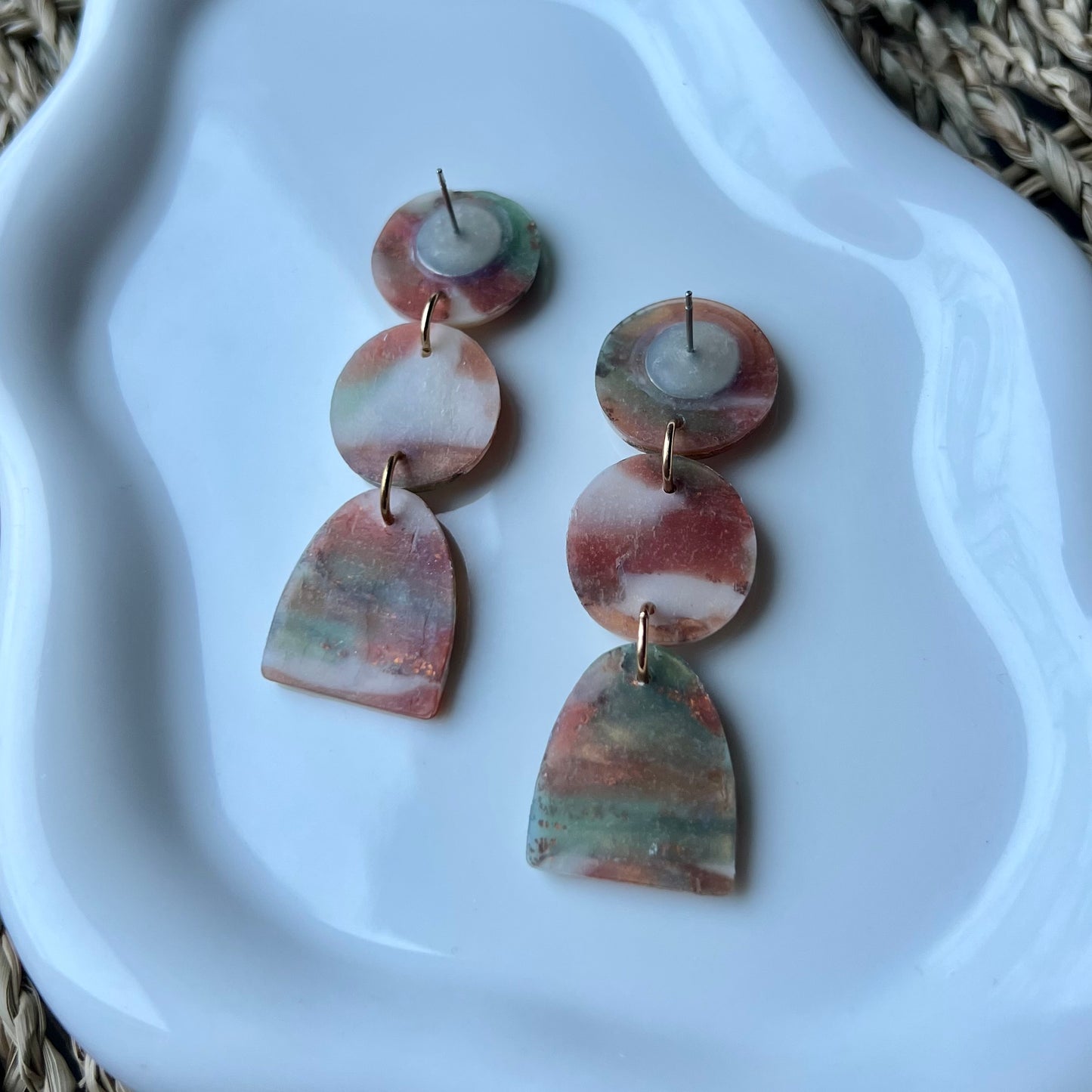 Earthen Glow Polymer Clay Statement Earrings