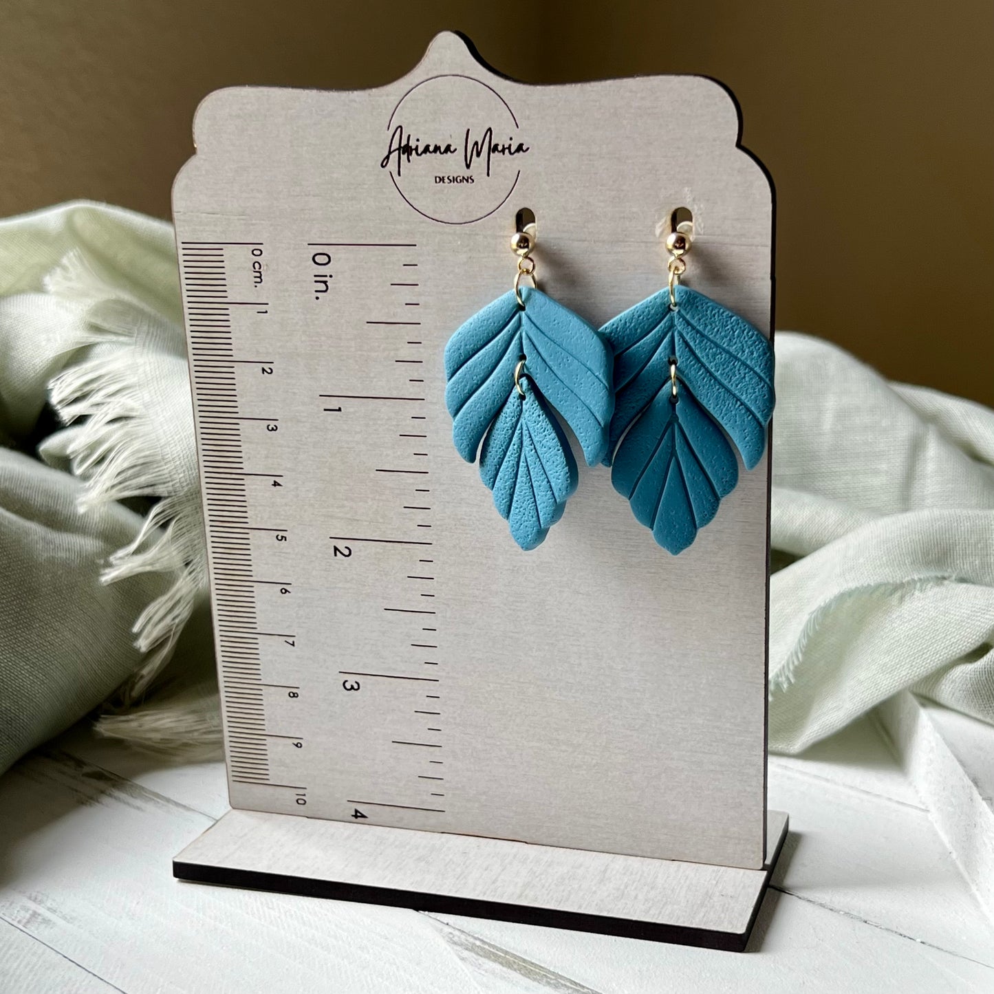 Classic Modern Foliage Leaf Polymer Clay Dangle Earrings