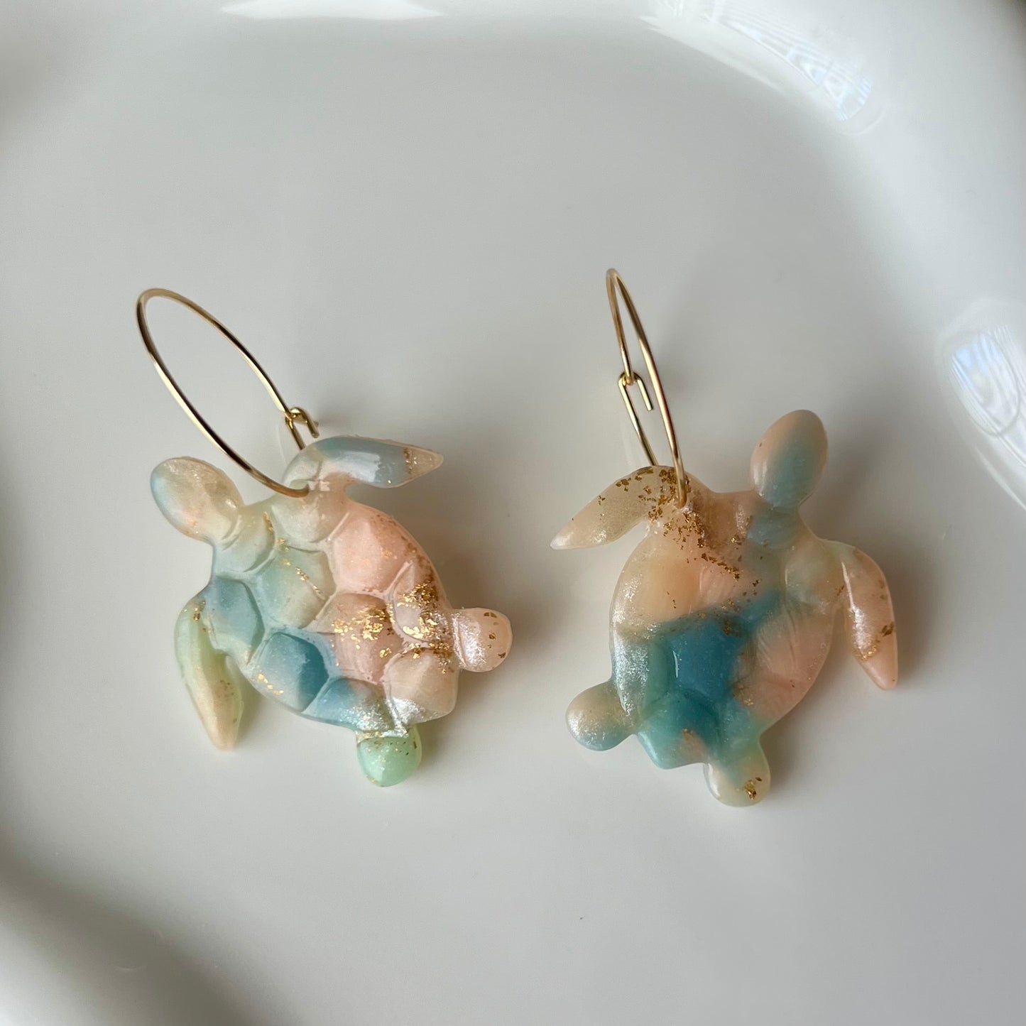 Lucelle Collection: Turtle Polymer Clay Hoop Earrings
