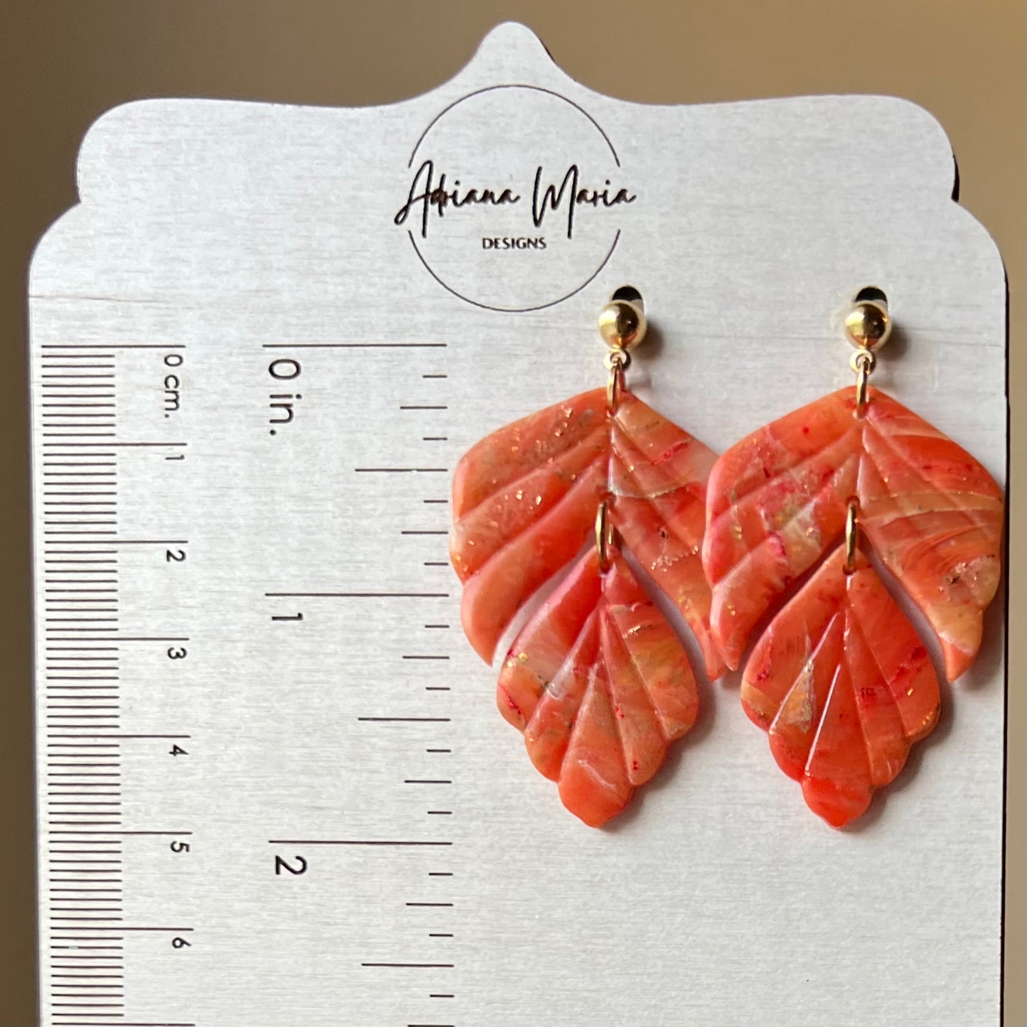 Orange Marbled Polymer Clay Earrings