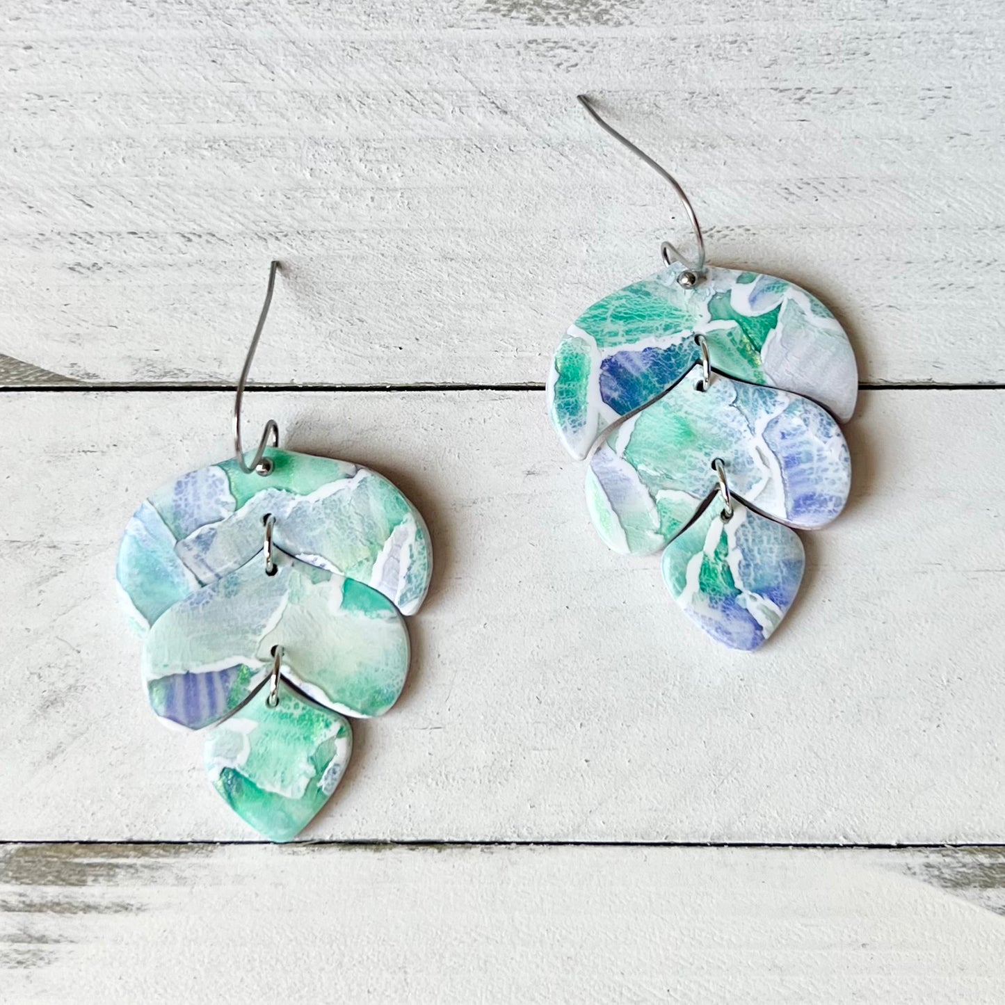 Beachy Watercolor Polymer Clay Earrings