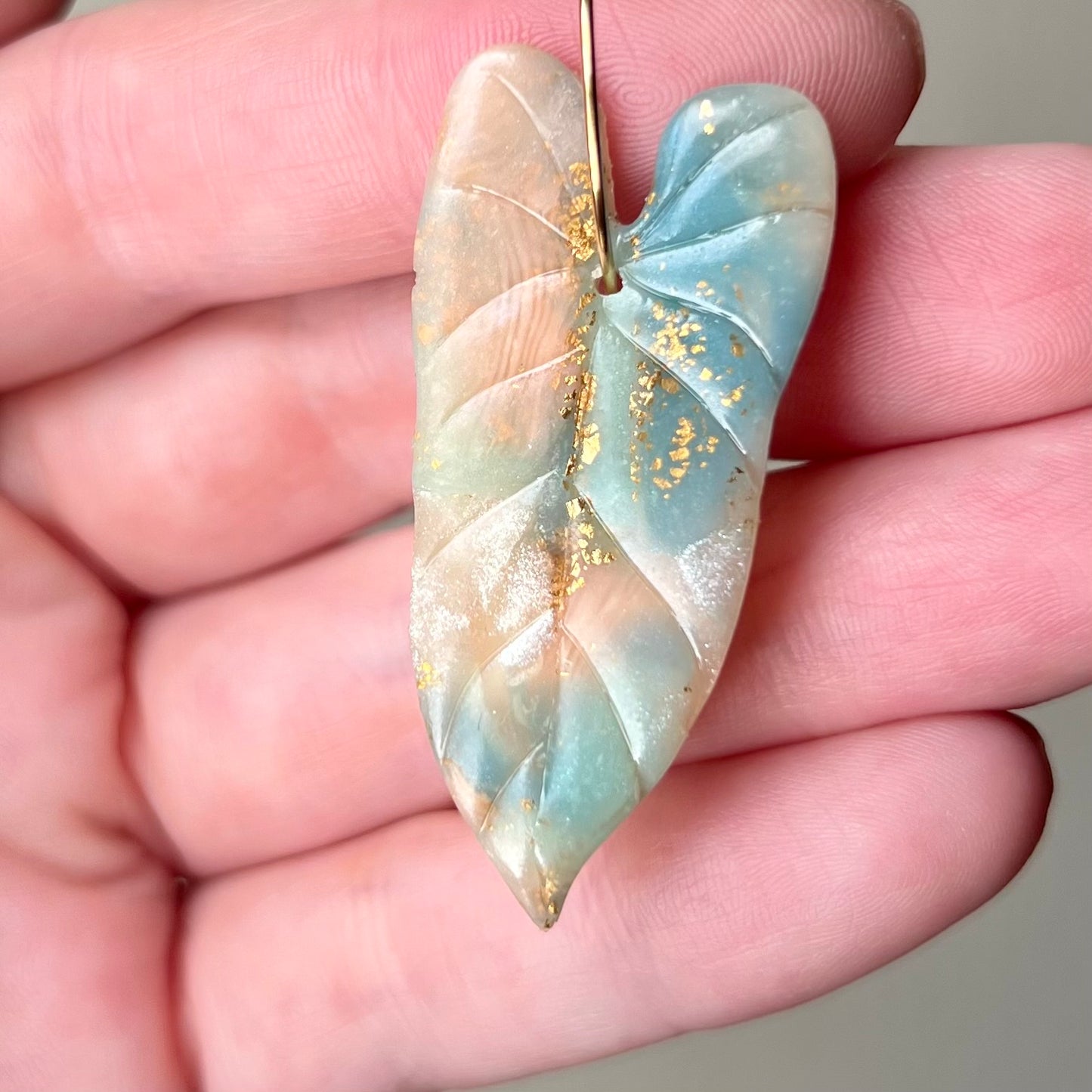 Lucelle Collection: Anthurium Foliage Polymer Clay Hoop Earrings