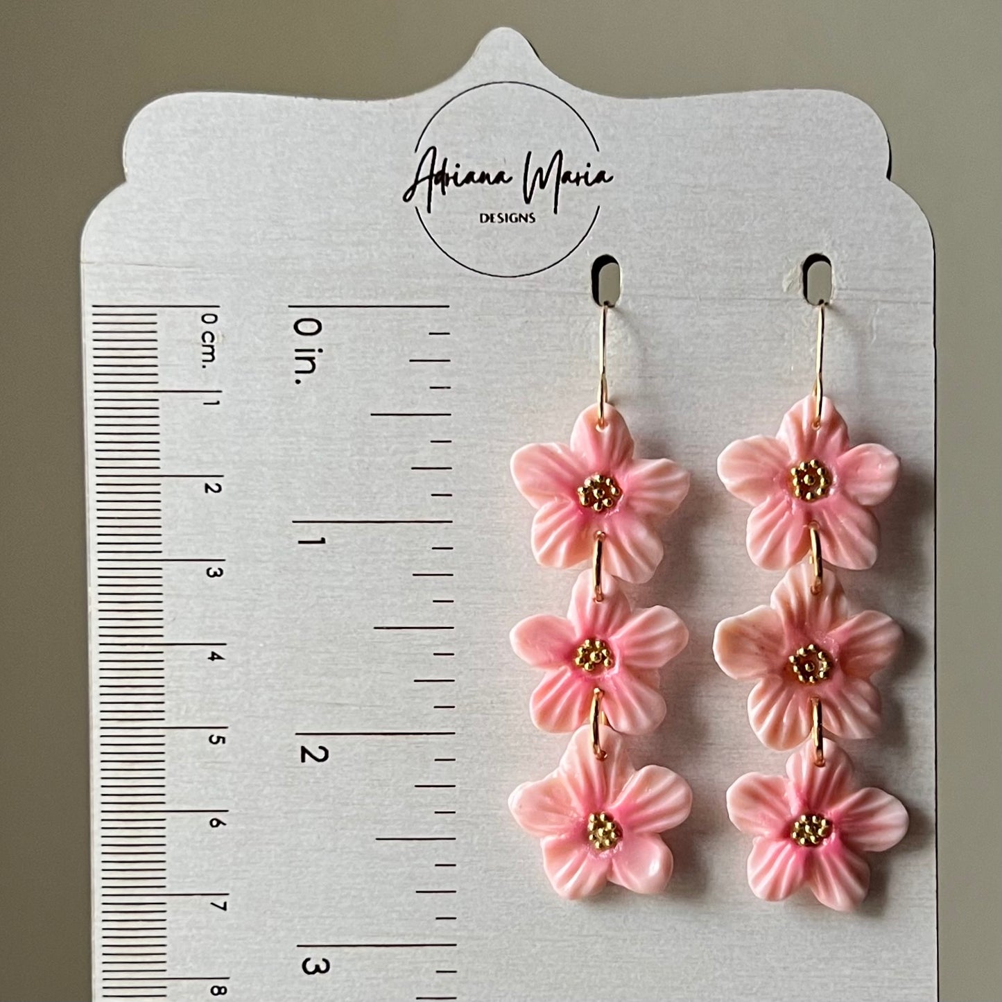 Triple Cherry Blossom Sakura Flower Clay Earrings