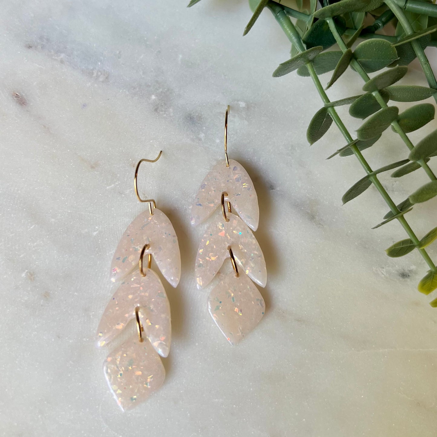 Classy Opal Polymer Clay Statement Earrings, lightweight dangles, Gift for her