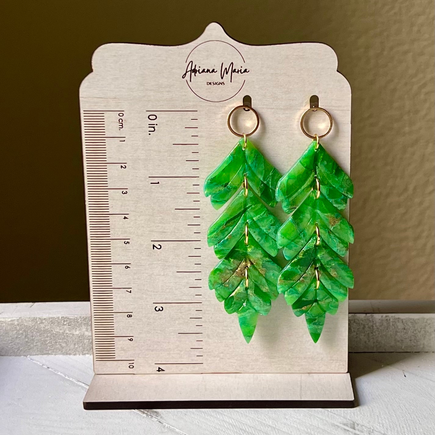 Emerald Green Translucent Polymer Clay Statement Earrings