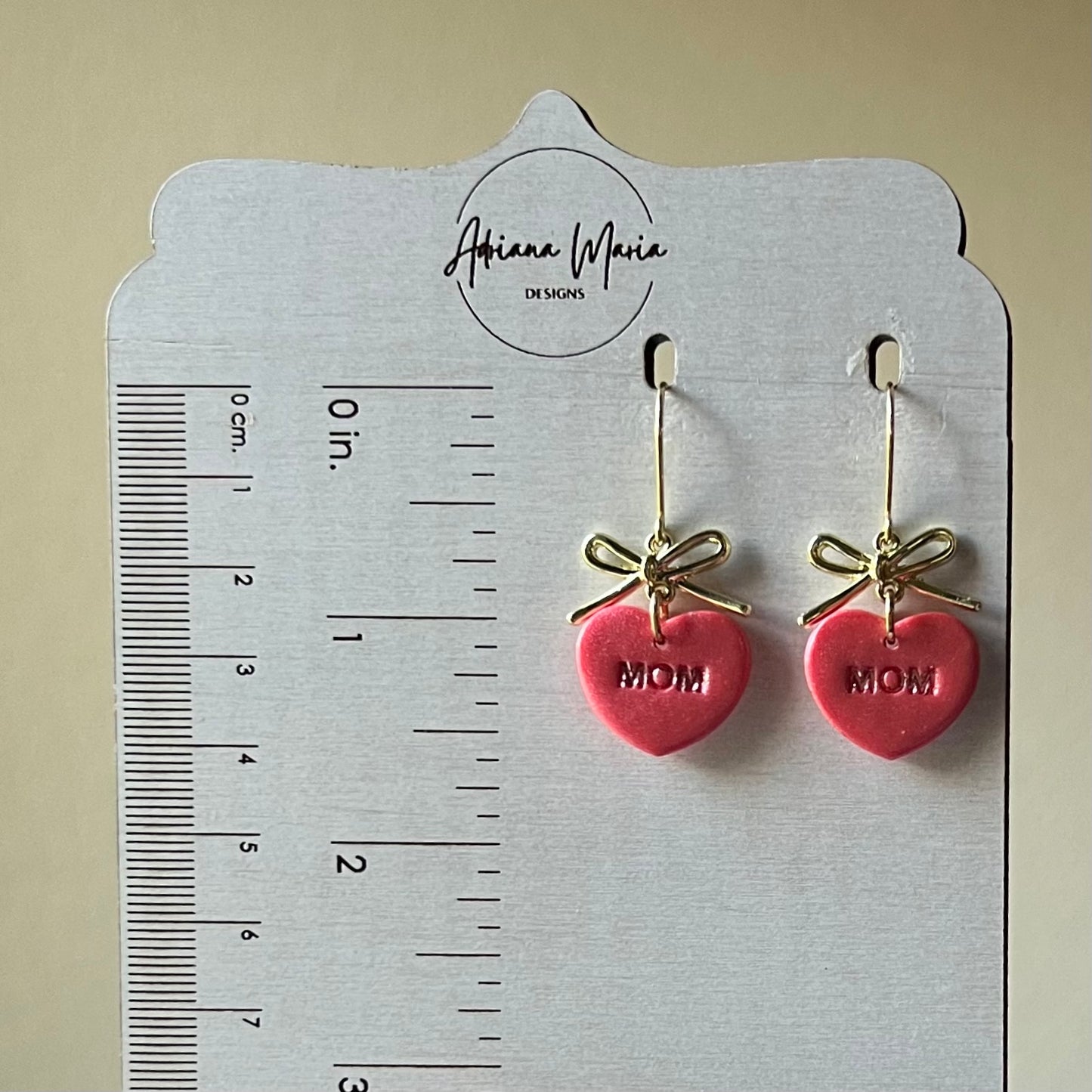 Mother’s Day Mom Heart Polymer Clay Earrings