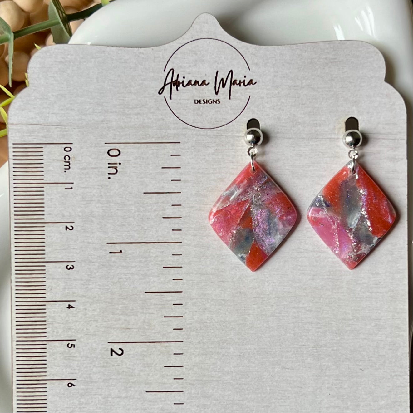 Rosso Marble Polymer Clay Earrings