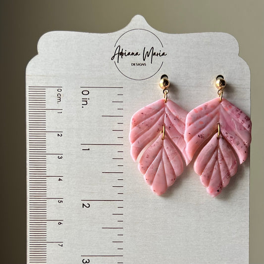 Polymer Clay Earrings - Pink Rose Quartz Inspired Dangles