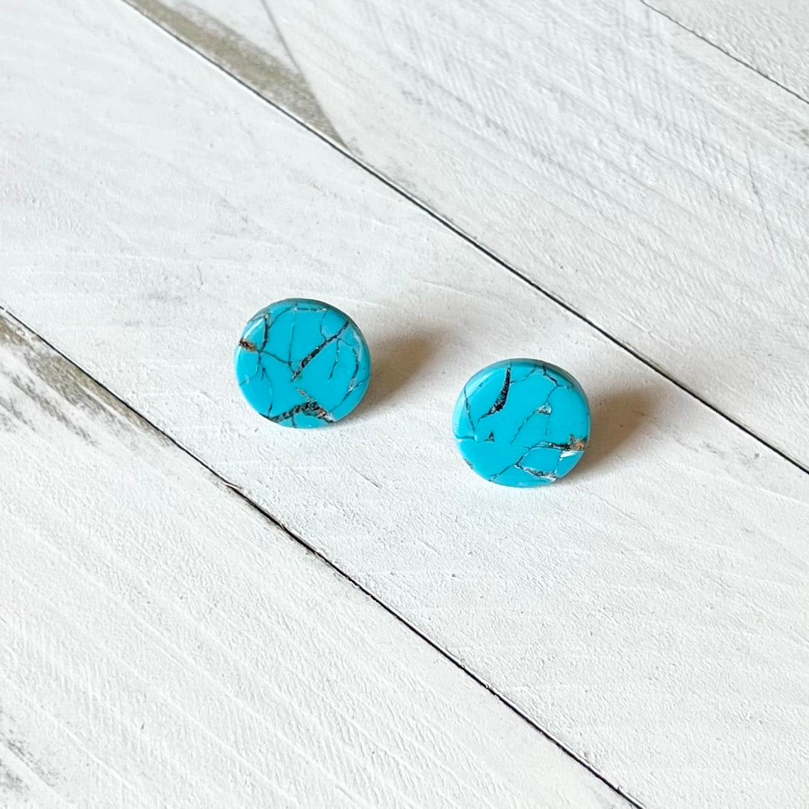Turquoise Stone Inspired Polymer Clay Stud Earrings