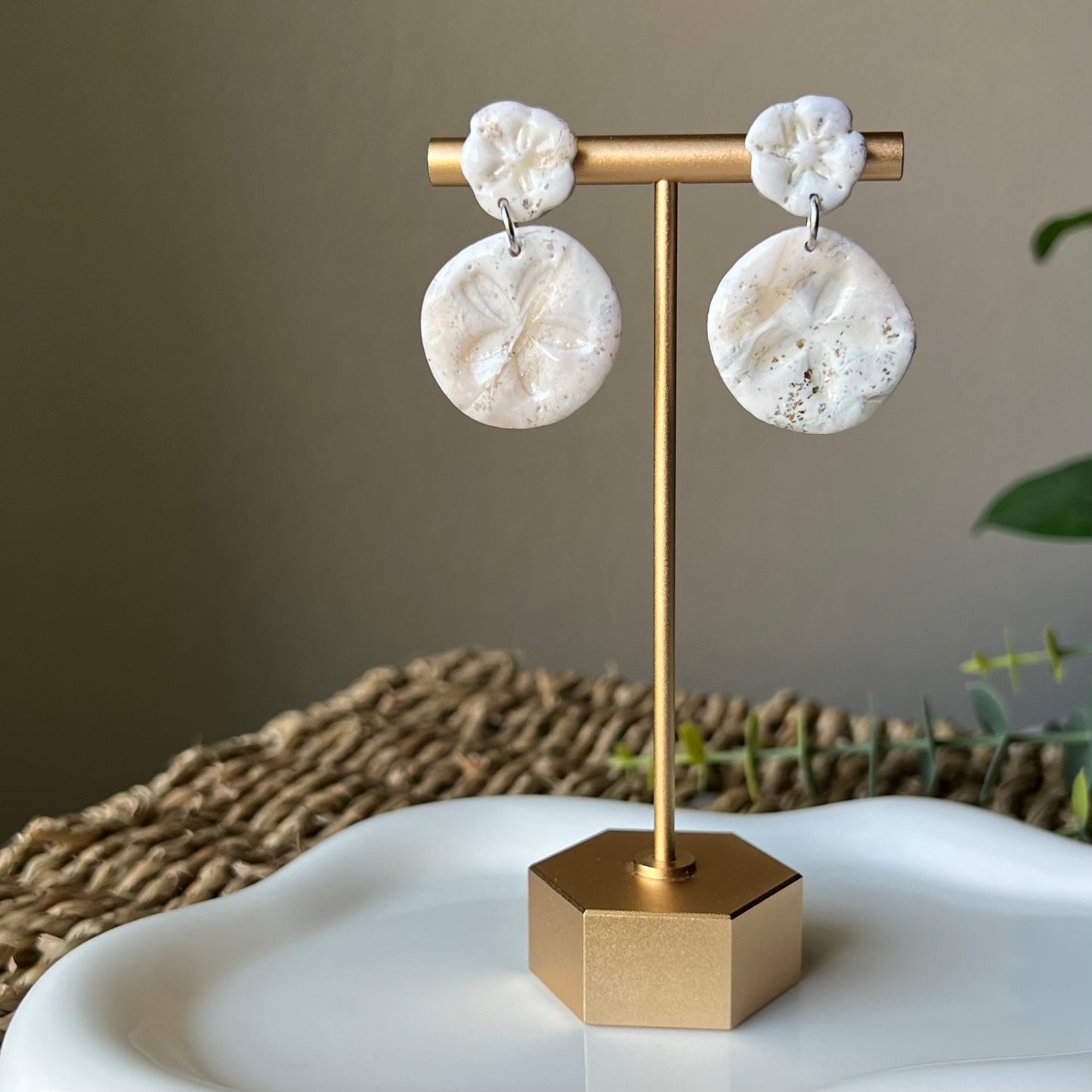 Double Sand Dollar Marbled Clay Earrings