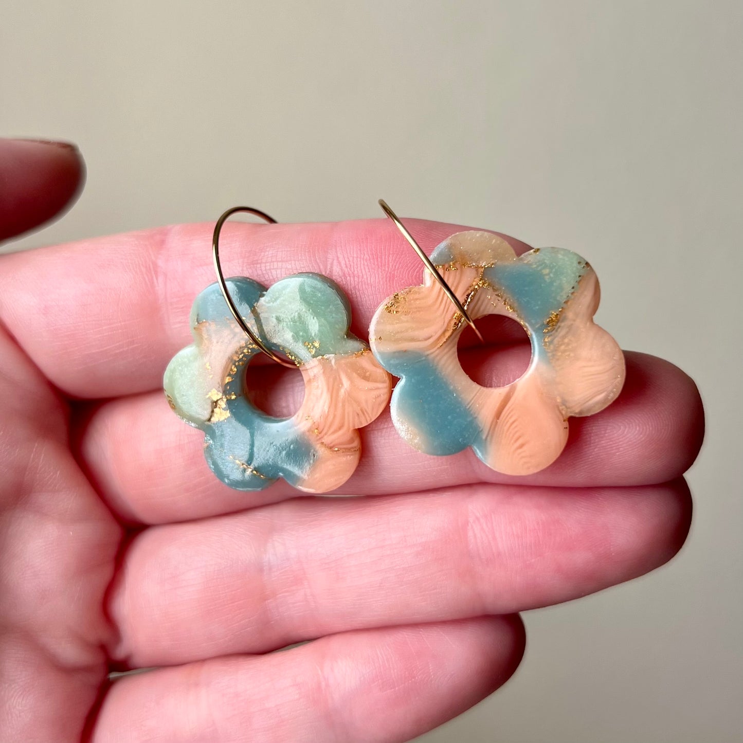 Lucelle Collection: Flower Polymer Clay Hoop Earrings