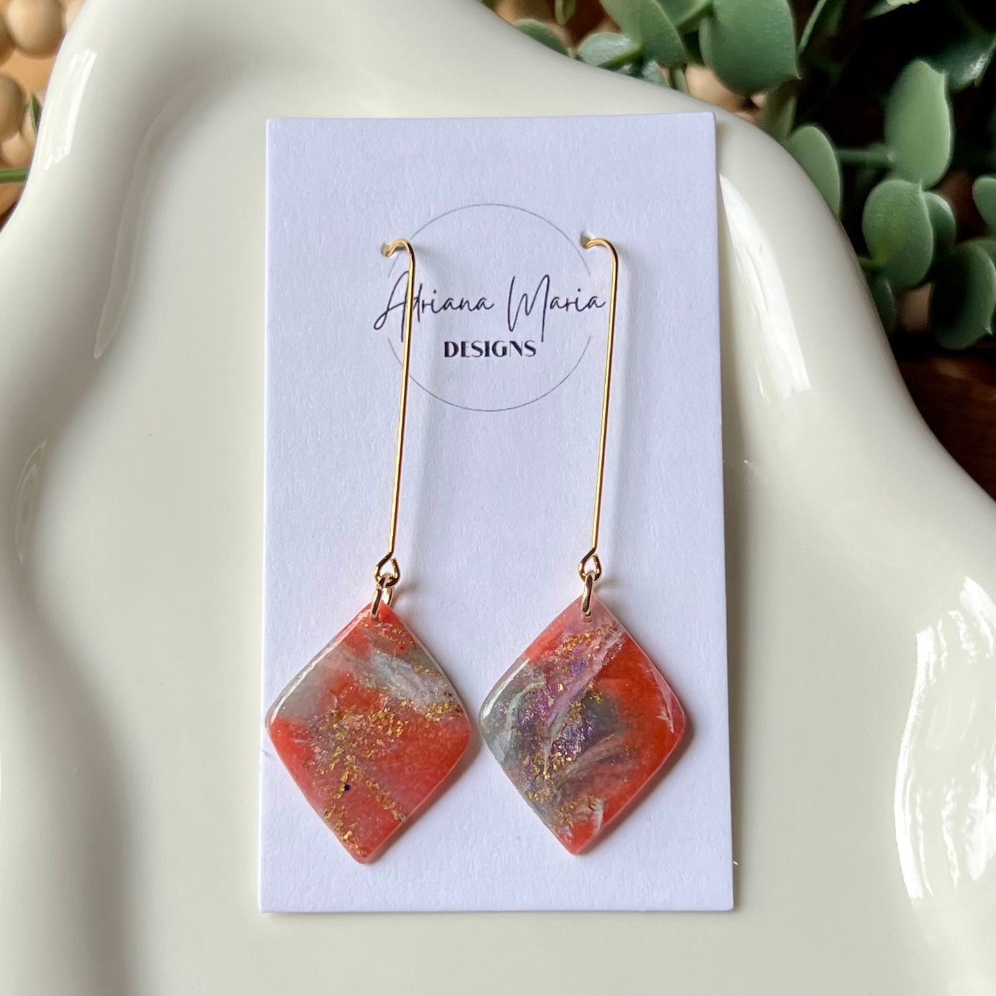 Rosso Marble Polymer Clay Earrings