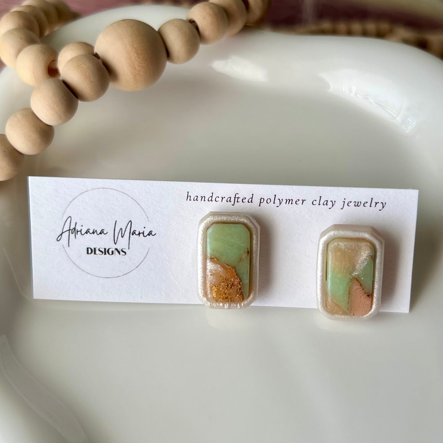 Lucelle Collection: Square Stud Polymer Clay Earrings