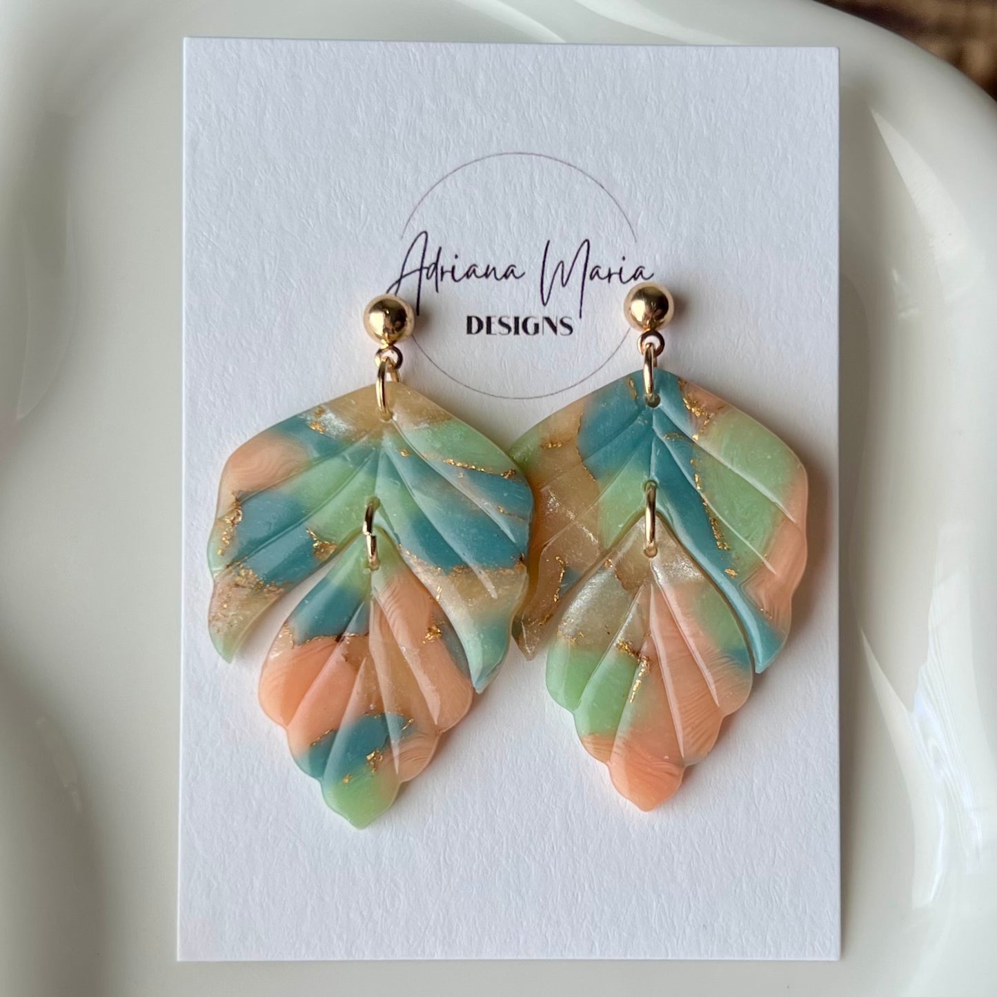 Lucelle Collection: Foliage Polymer Clay Dangle Earrings