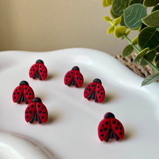 Red Ladybug Polymer Clay Stud Earrings