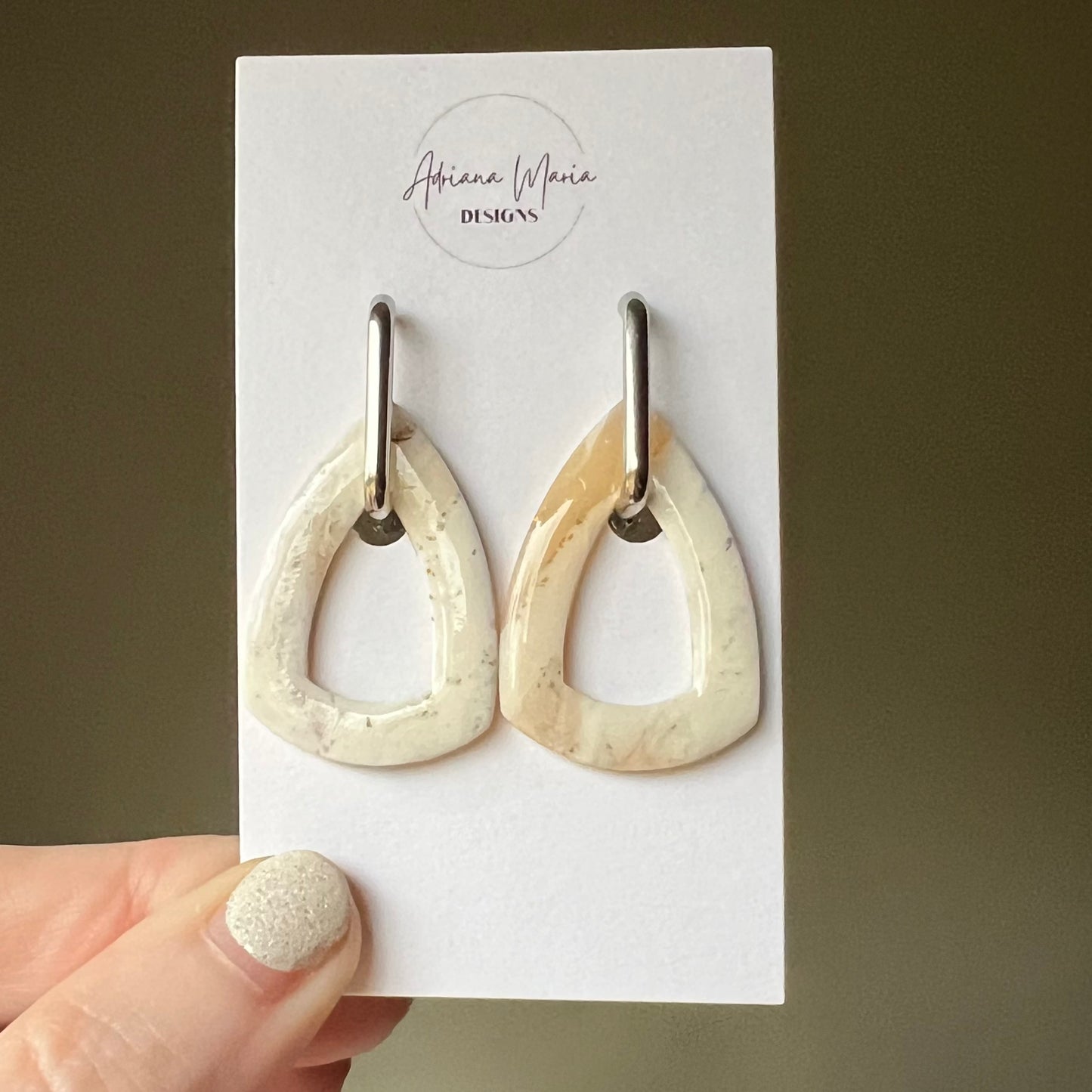 Warm Ivory Huggie Hoop Clay Earrings