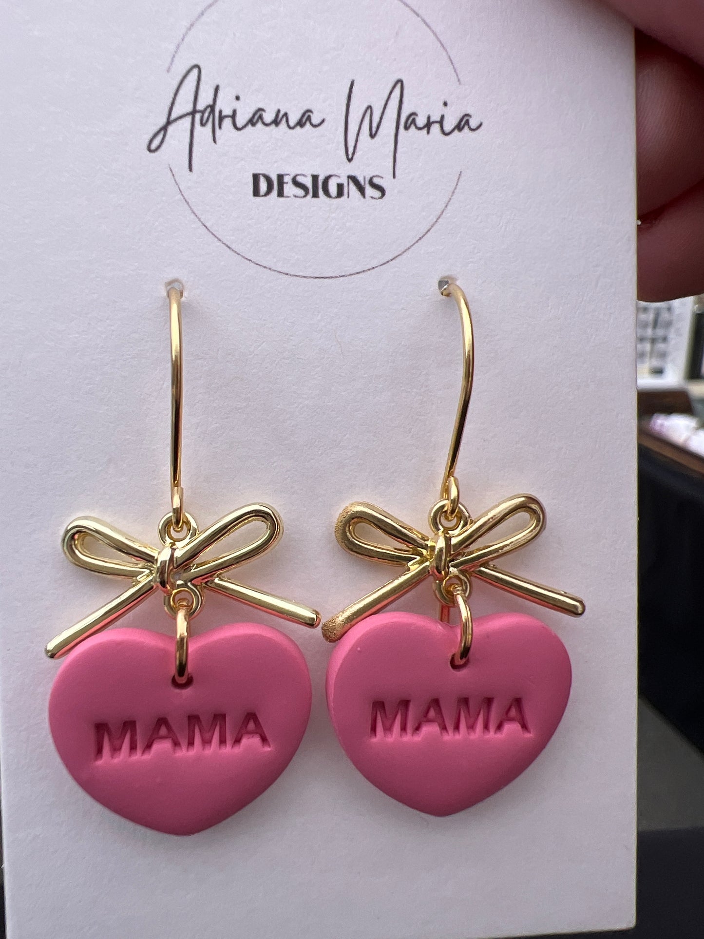 Mother’s Day Mom & Mama Heart Polymer Clay Earrings