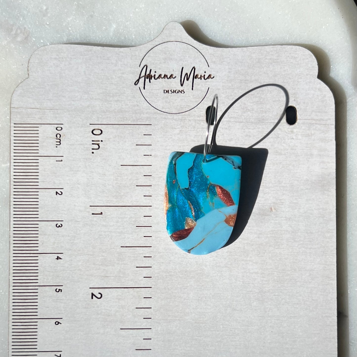 Turquoise Stone inspired Polymer Clay Earrings with Hoops, lightweight dangles, western style