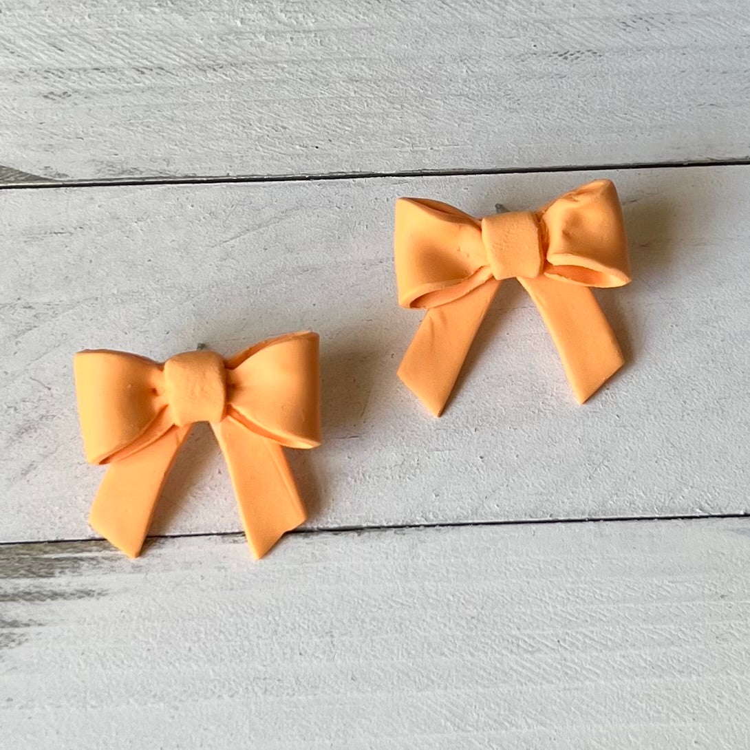 Spring Bow Polymer Clay Stud Earrings