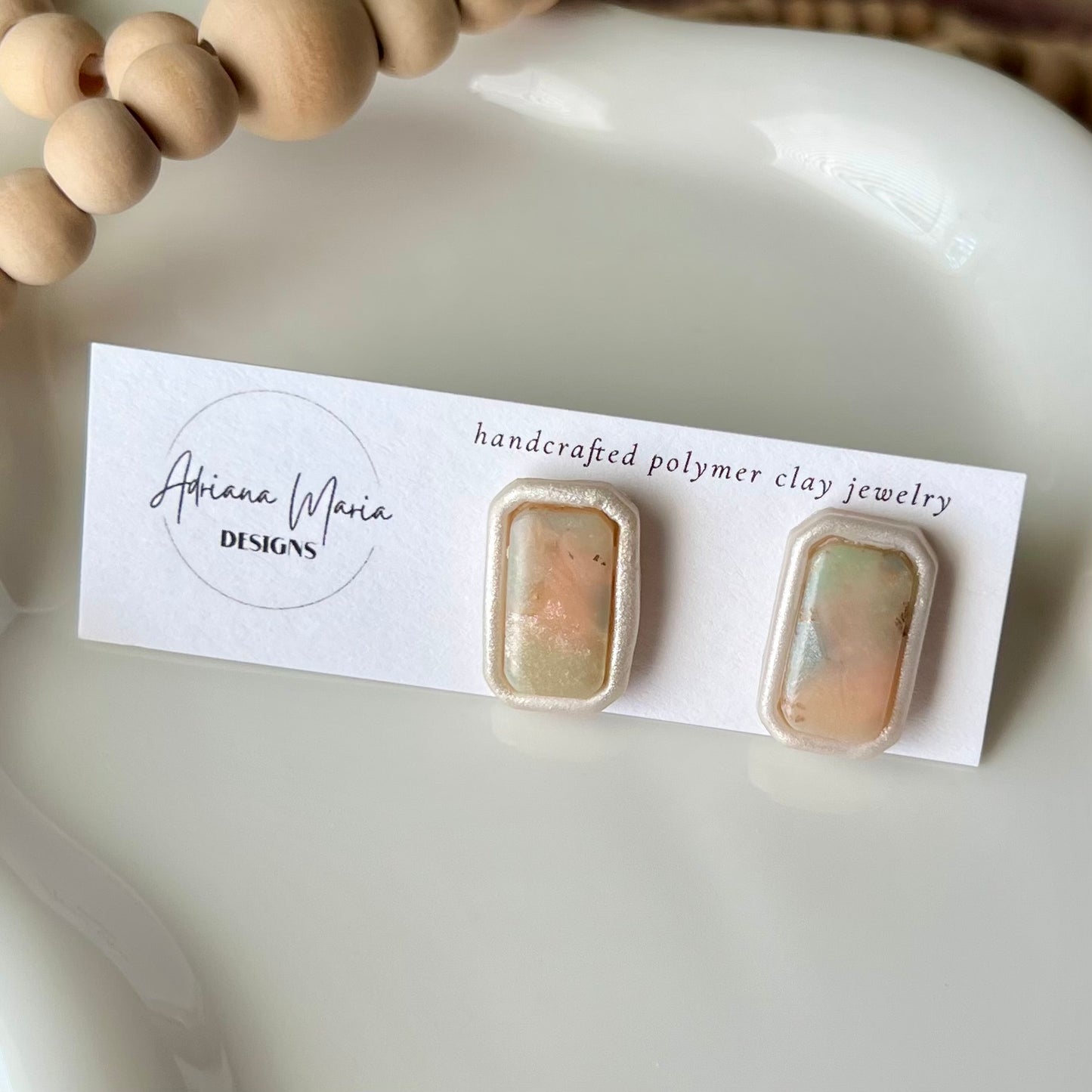 Lucelle Collection: Square Stud Polymer Clay Earrings