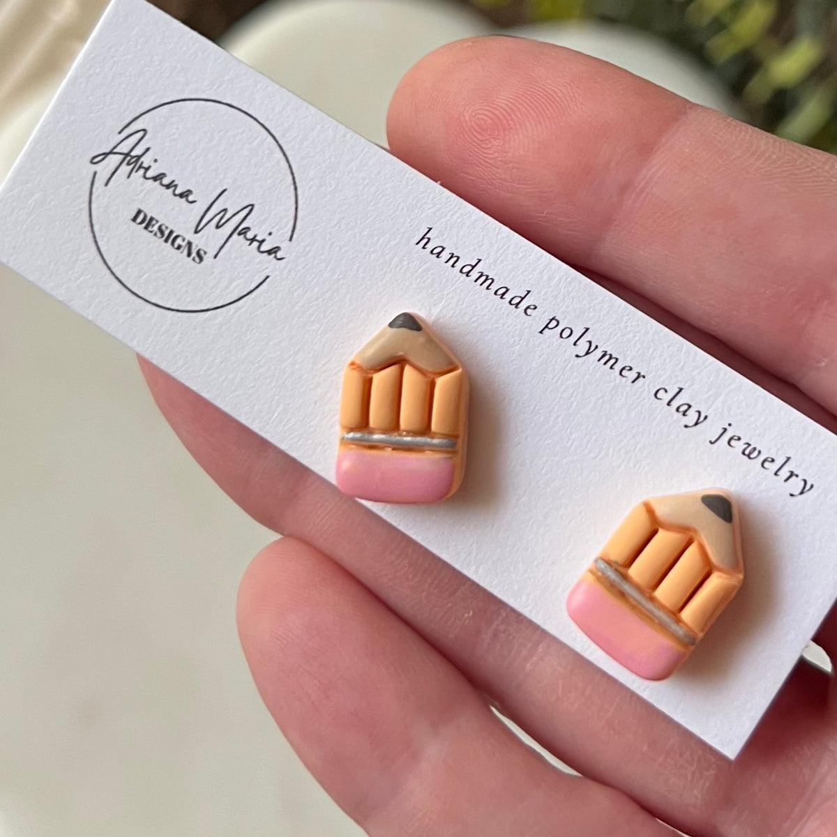 Yellow Chubby Pencil Polymer Clay Stud Earrings