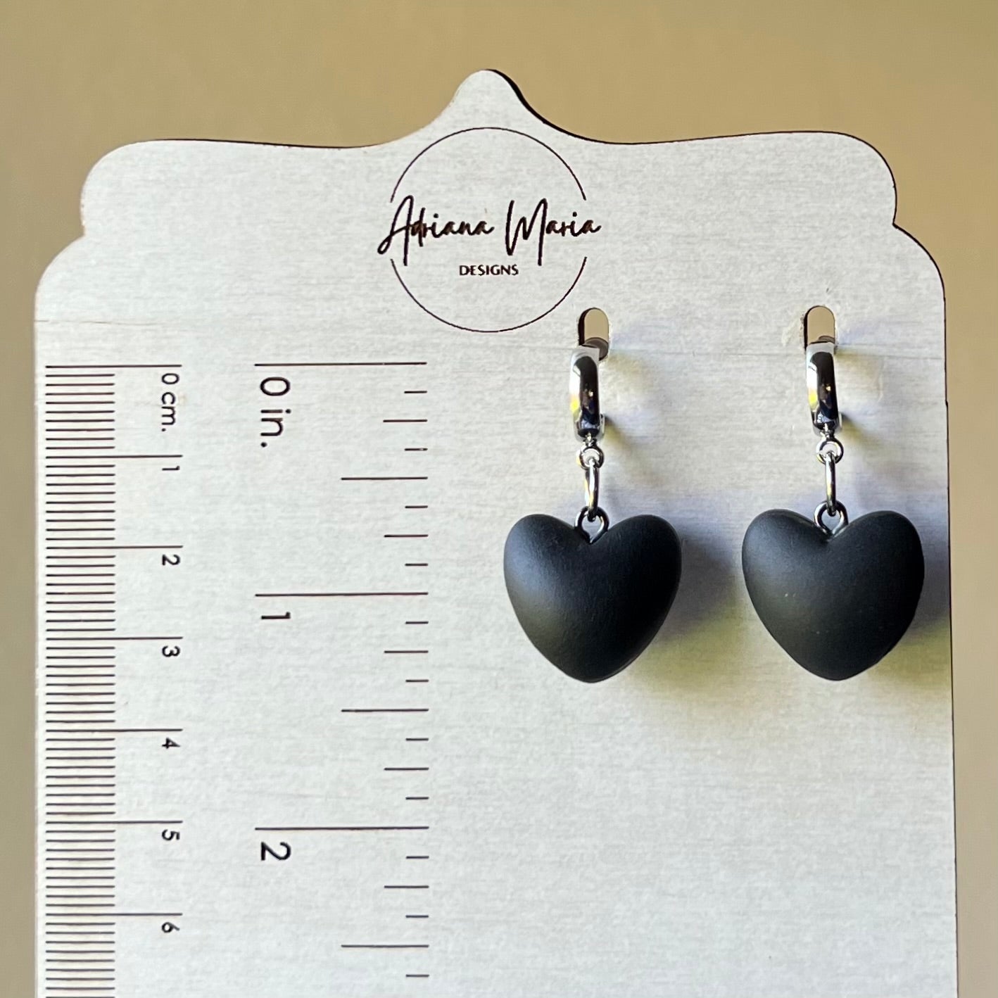 Black Puffy Heart Clay Half Hoop Earrings
