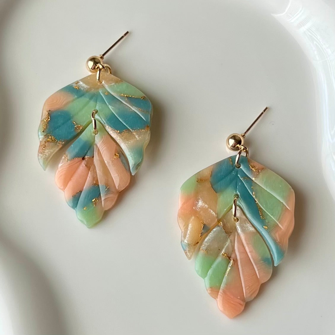 Lucelle Collection: Foliage Polymer Clay Dangle Earrings
