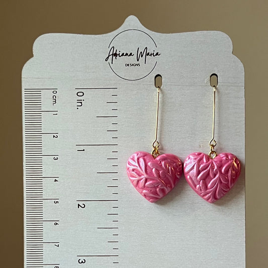 Pink Puffy Heart Polymer Clay Earrings