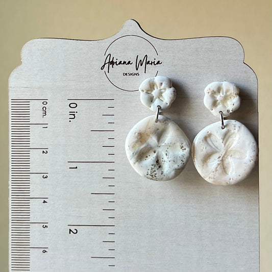 Double Sand Dollar Marbled Clay Earrings