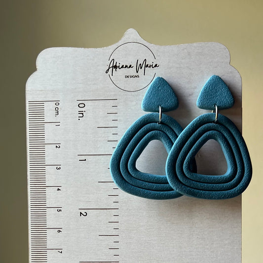 Blue Minimalist Textured Embossed Polymer Clay Earrings