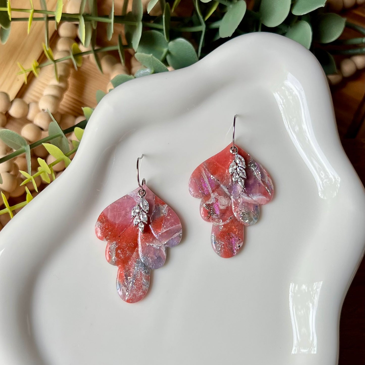 Rosso Marble Polymer Clay Earrings