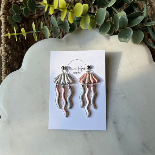 Jellyfish Polymer Clay Earrings, Chandelier Dangles