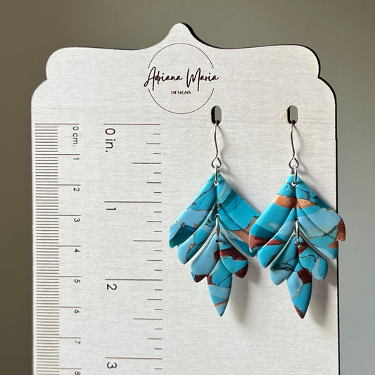 Turquoise Stone inspired Polymer Clay Earrings, lightweight dangles, western style