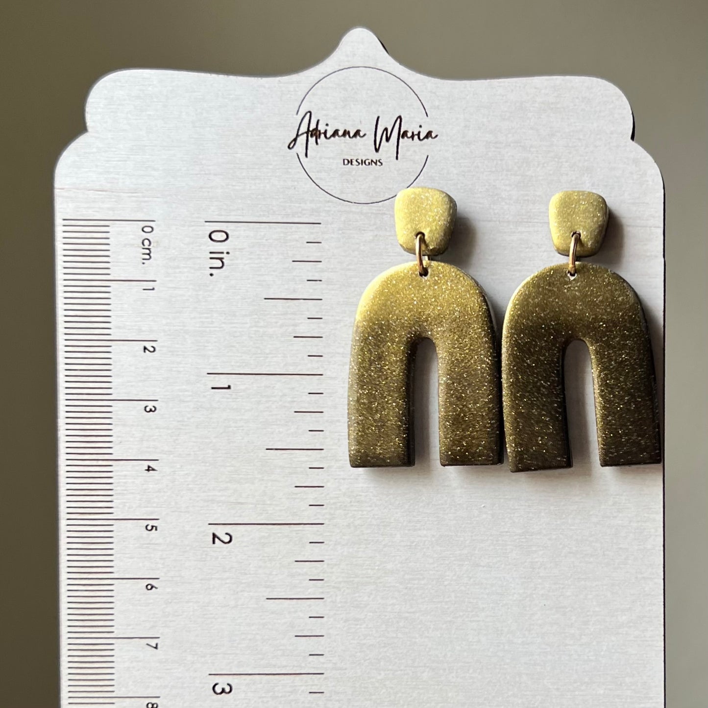 Black & Antique Gold Glitter Ombré Arches Polymer Clay Earrings