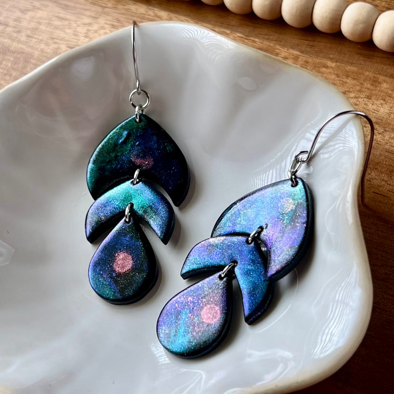 Mica Painted Polymer Clay Earrings