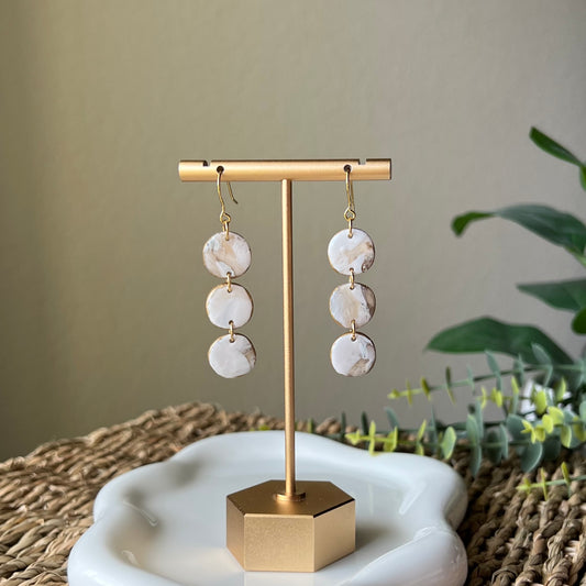 Organic Neutral Stones Polymer Clay Earrings, Lightweight Dangles