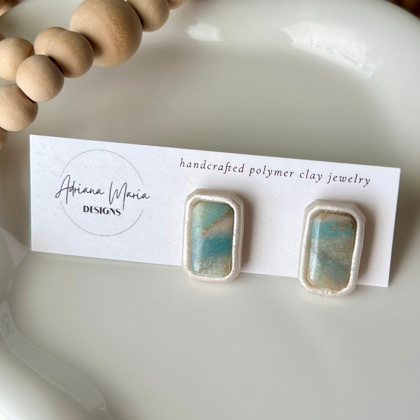 Lucelle Collection: Square Stud Polymer Clay Earrings