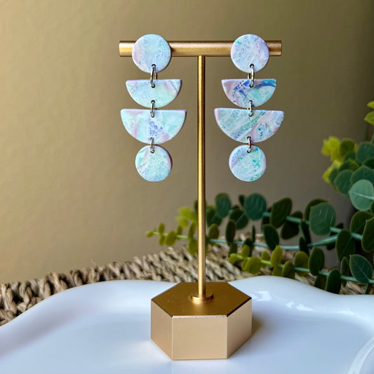 Watercolor Organic Polymer Clay Earrings - Lightweight Dangles