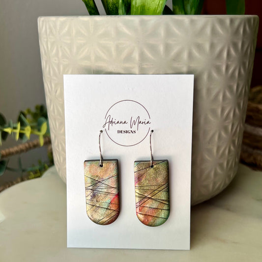 Mystic Alloy Earrings, Lightweight Polymer Clay Dangles
