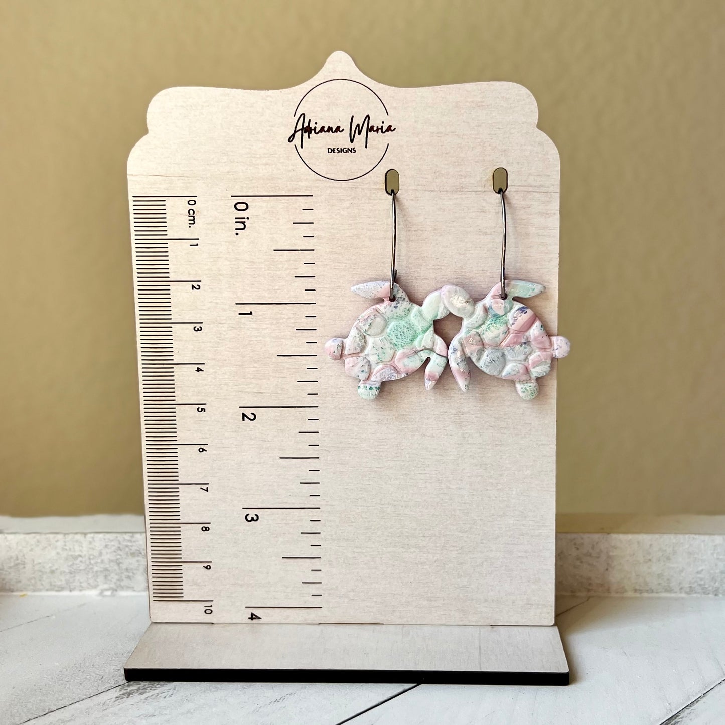 Watercolor Turtle Polymer Clay Earrings