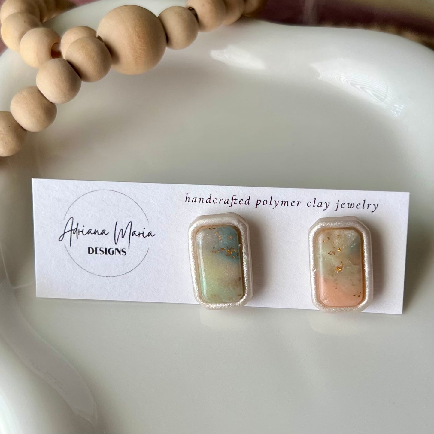 Lucelle Collection: Square Stud Polymer Clay Earrings