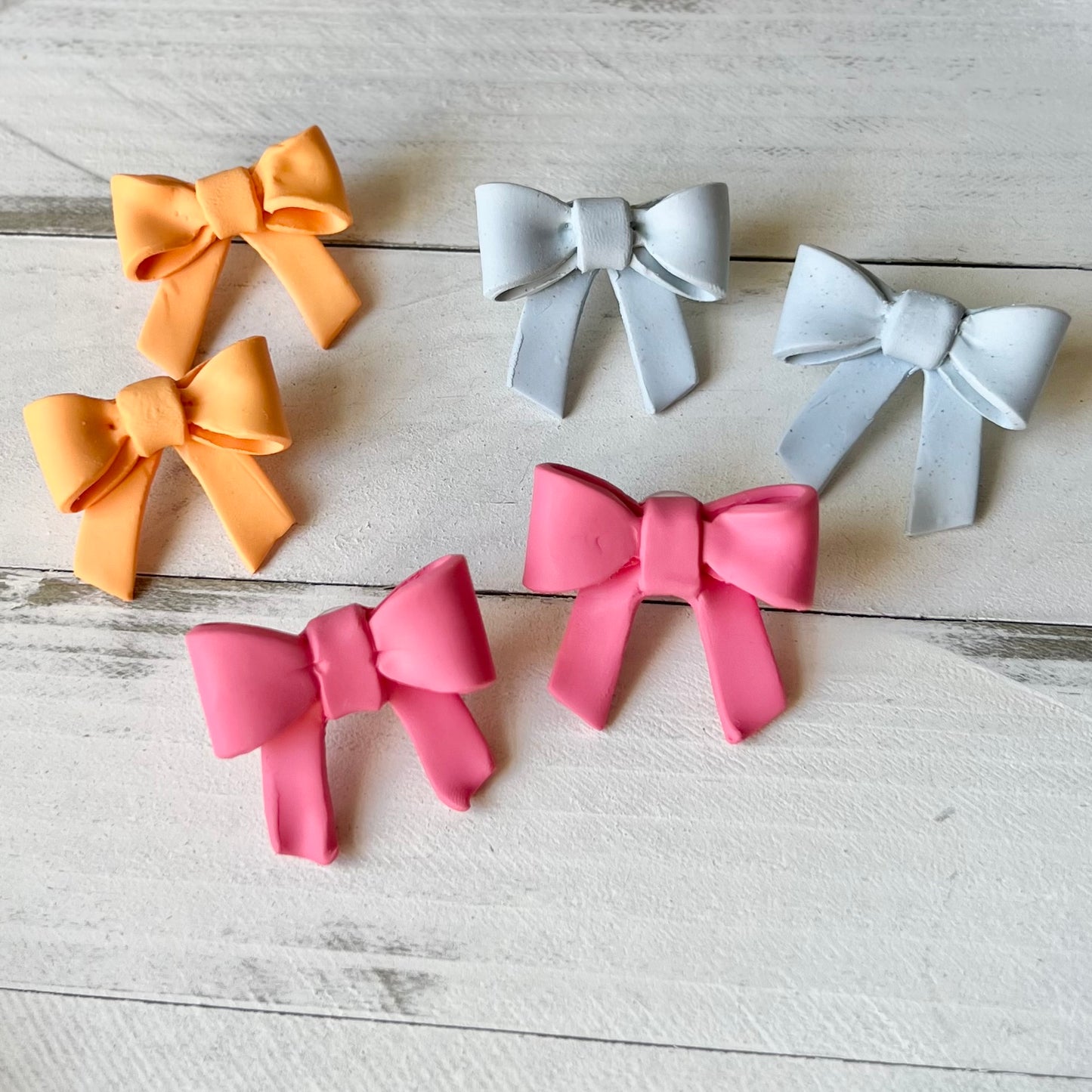Spring Bow Polymer Clay Stud Earrings