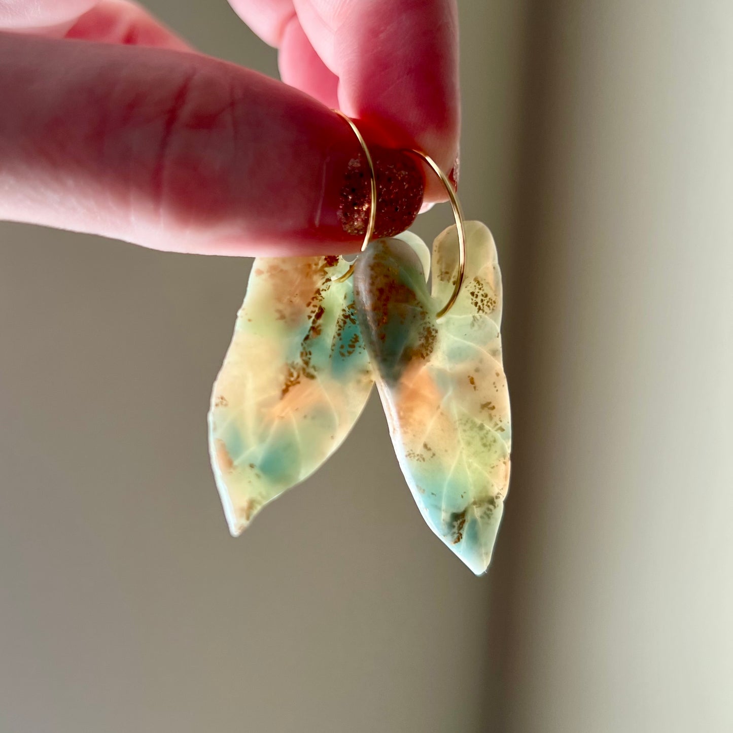 Lucelle Collection: Anthurium Foliage Polymer Clay Hoop Earrings