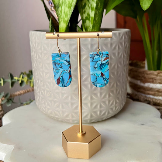 Turquoise Stone inspired Polymer Clay Earrings, lightweight dangles, western style