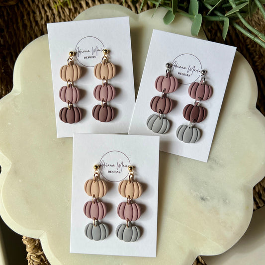 Pumpkin Patch Polymer Clay Earrings – Lightweight Fall Dangles