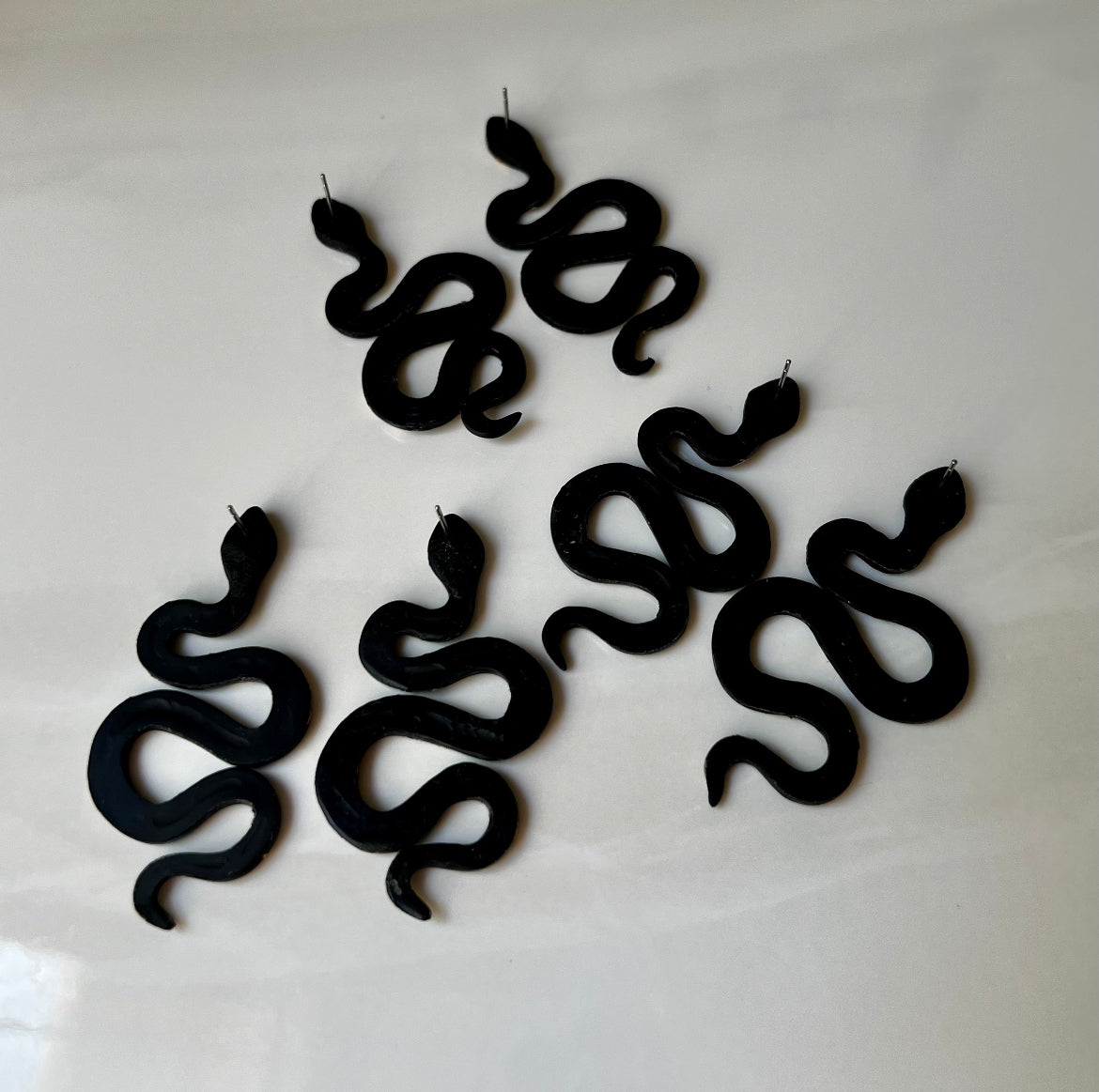 Black & Gold Snake Polymer Clay Stud Earrings