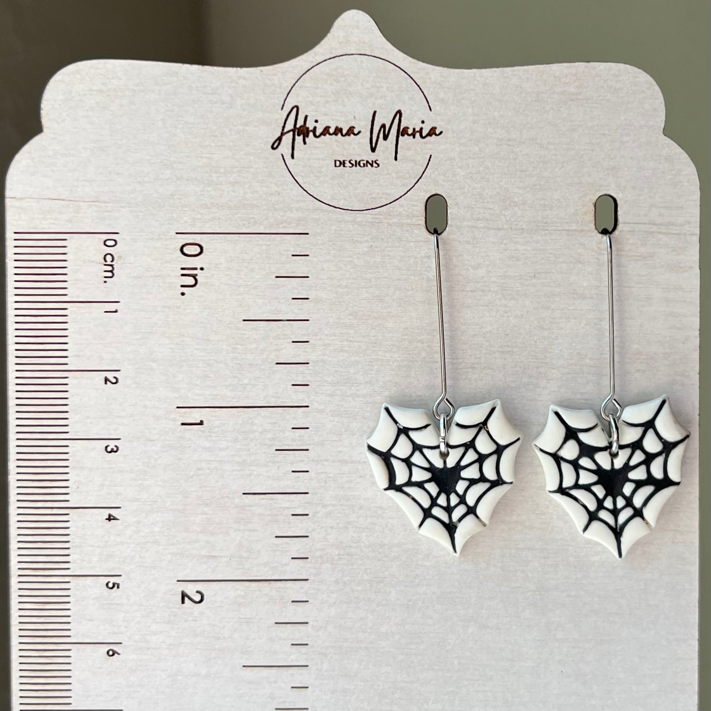 Glow in the Dark Spiderweb Heart Clay Dangle Earrings