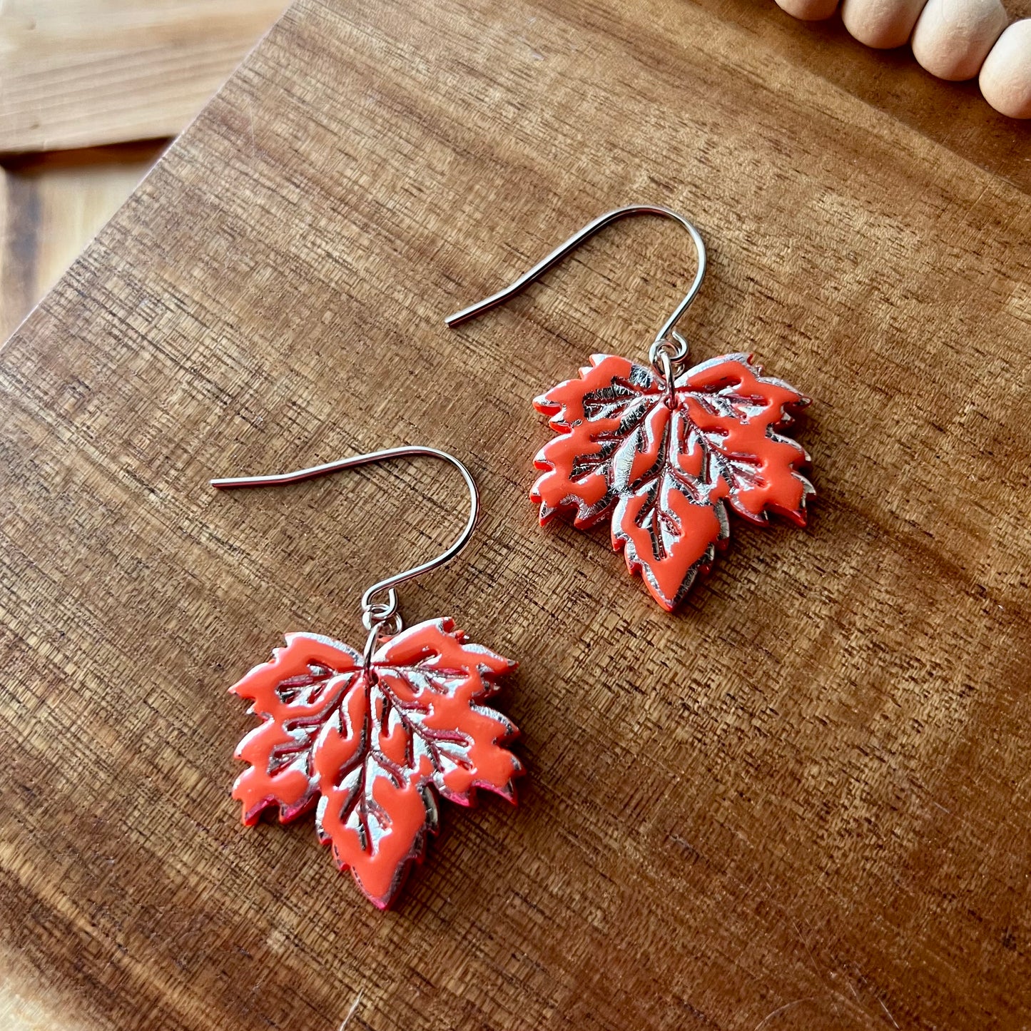 Maple Leaf Polymer Clay Earrings