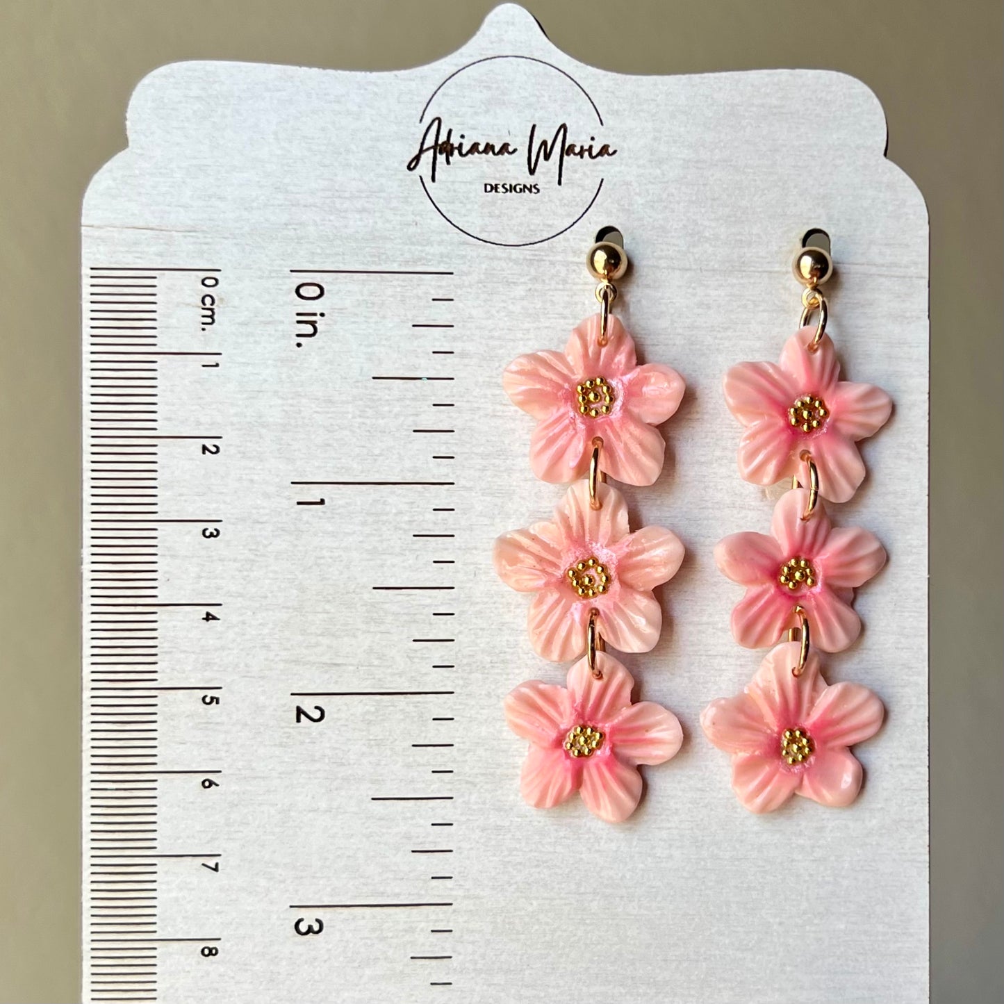 Triple Cherry Blossom Sakura Flower Clay Earrings