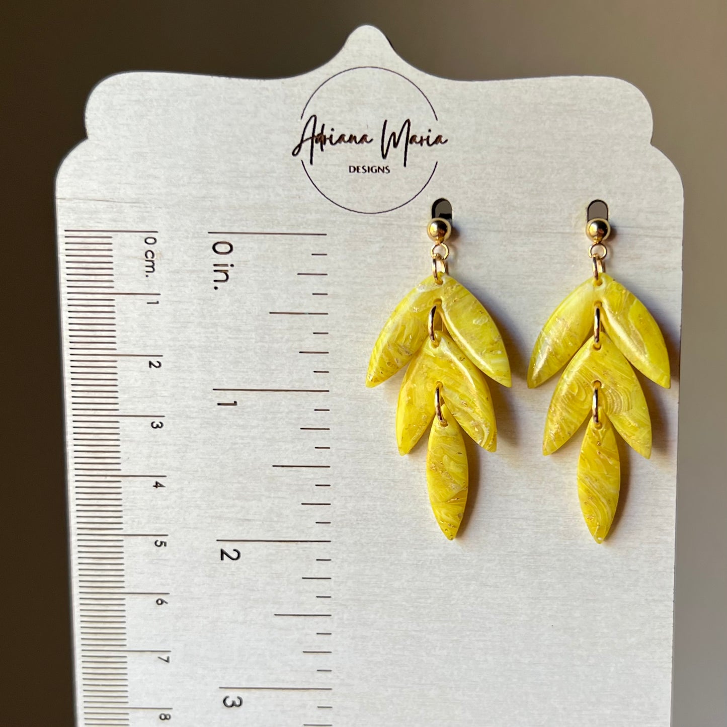 Yellow Marbled Polymer Clay Earrings